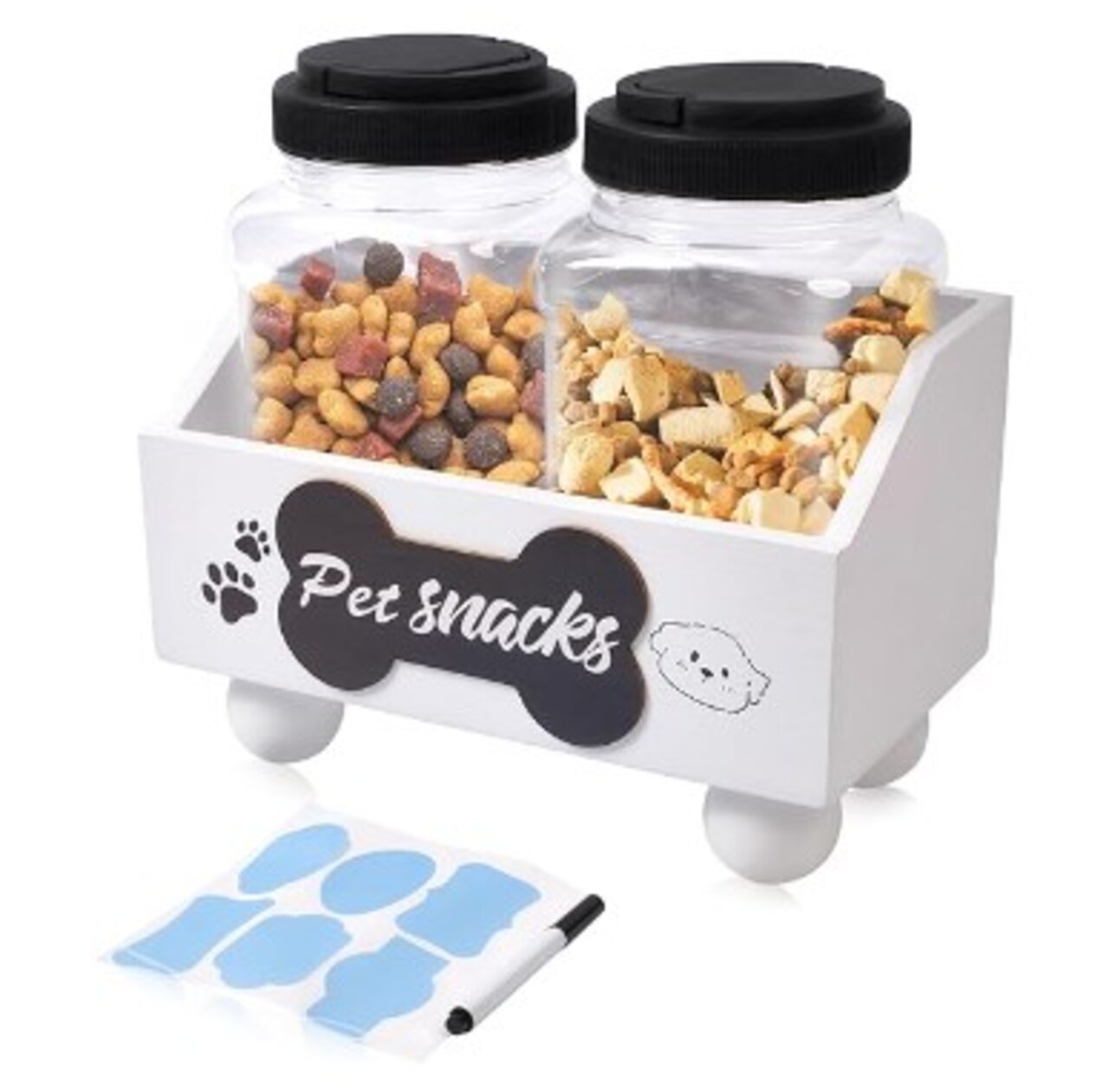 Pet Food Storage Containers for Dog, Cat, Bird, and Other Pet Treat Storage Bin, Suitable for Storage Snacks, Biscuits, and Bones (White)